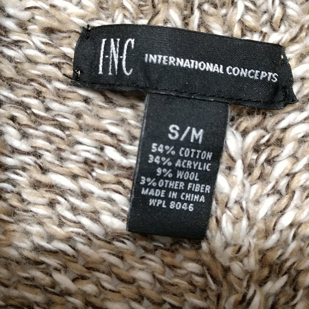INC International Concepts Oatmeal Tweed Poncho Small / Medium - Picture 2 of 5